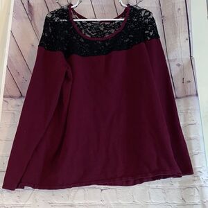 Torrid Sweater Burgundy with black lace